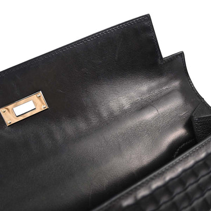 Hermes Black Deutch Waffle Kelly 32 Sellier 2way Shoulder Handbag