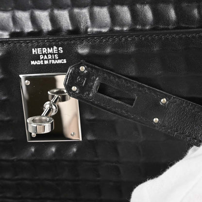 Hermes Black Deutch Waffle Kelly 32 Sellier 2way Shoulder Handbag