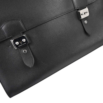 Hermes Black Taurillon Sac a Depeches 41 Business Handbag