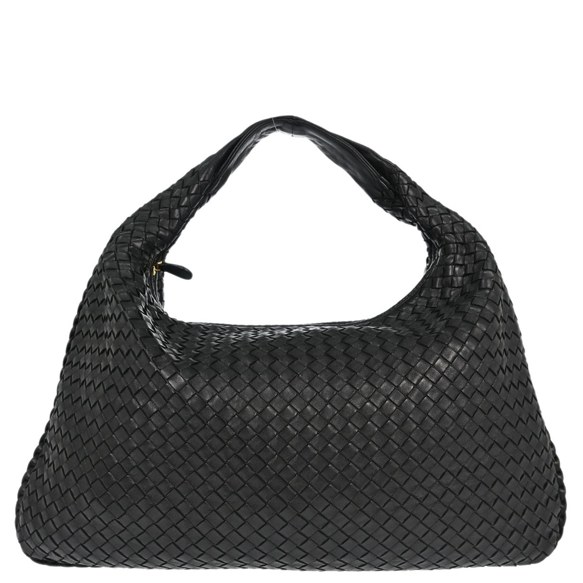Bottega Veneta Black Lambskin Intrecciato Hobo Handbag
