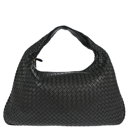 Bottega Veneta Black Lambskin Intrecciato Hobo Handbag
