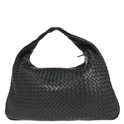 Bottega Veneta Black Lambskin Intrecciato Hobo Handbag