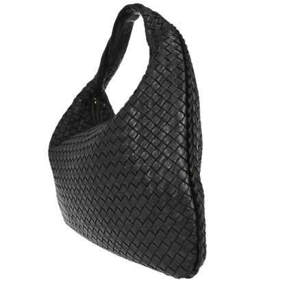 Bottega Veneta Black Lambskin Intrecciato Hobo Handbag