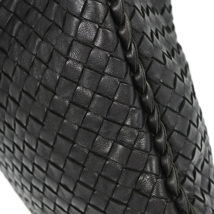 Bottega Veneta Black Lambskin Intrecciato Hobo Handbag