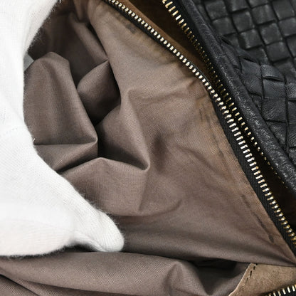 Bottega Veneta Black Lambskin Intrecciato Hobo Handbag
