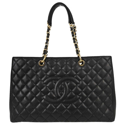 Chanel Black Caviar Skin Grand Shopping Tote GST XL Chain Handbag
