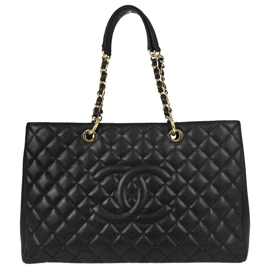 Chanel Black Caviar Skin Grand Shopping Tote GST XL Chain Handbag