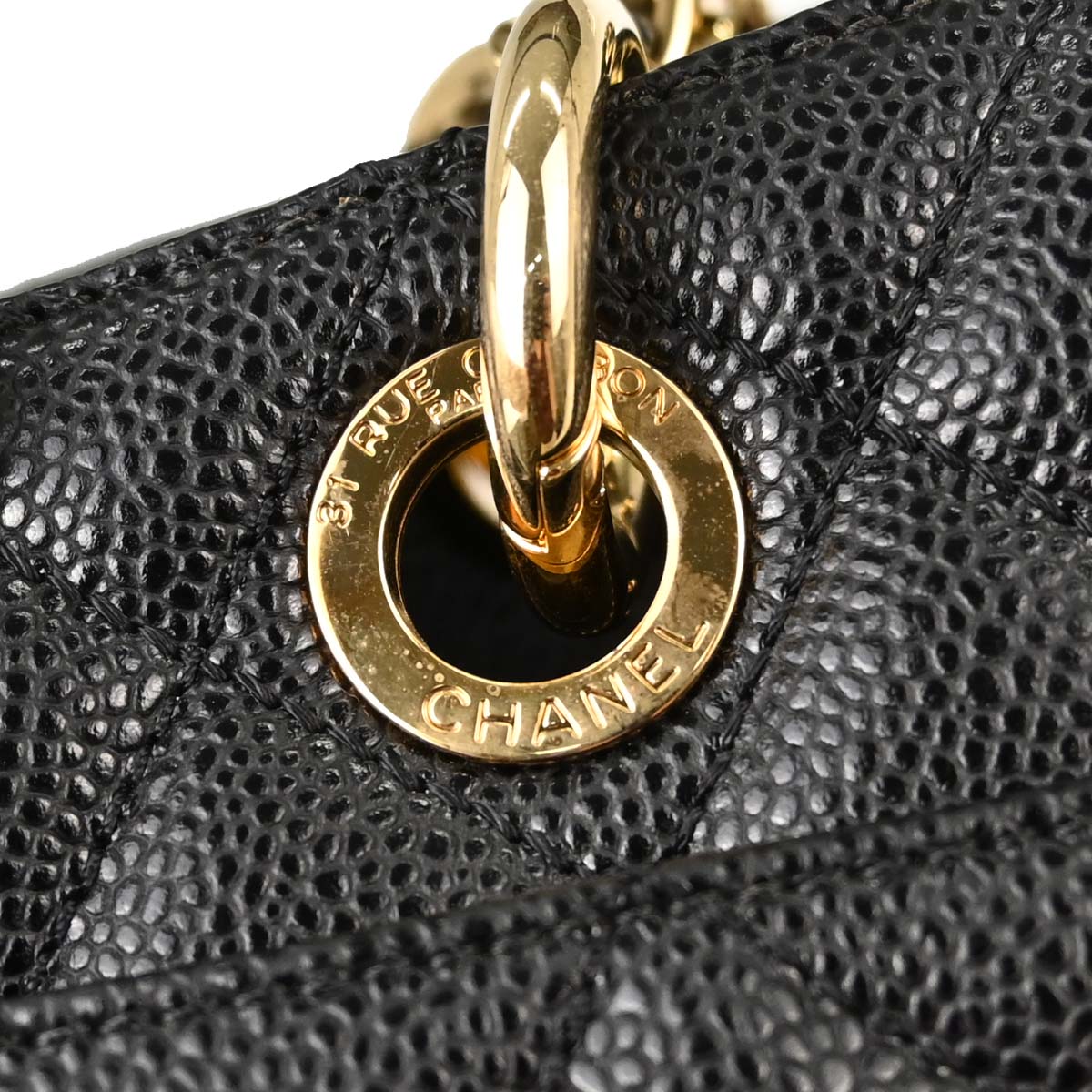 Chanel Black Caviar Skin Grand Shopping Tote GST XL Chain Handbag