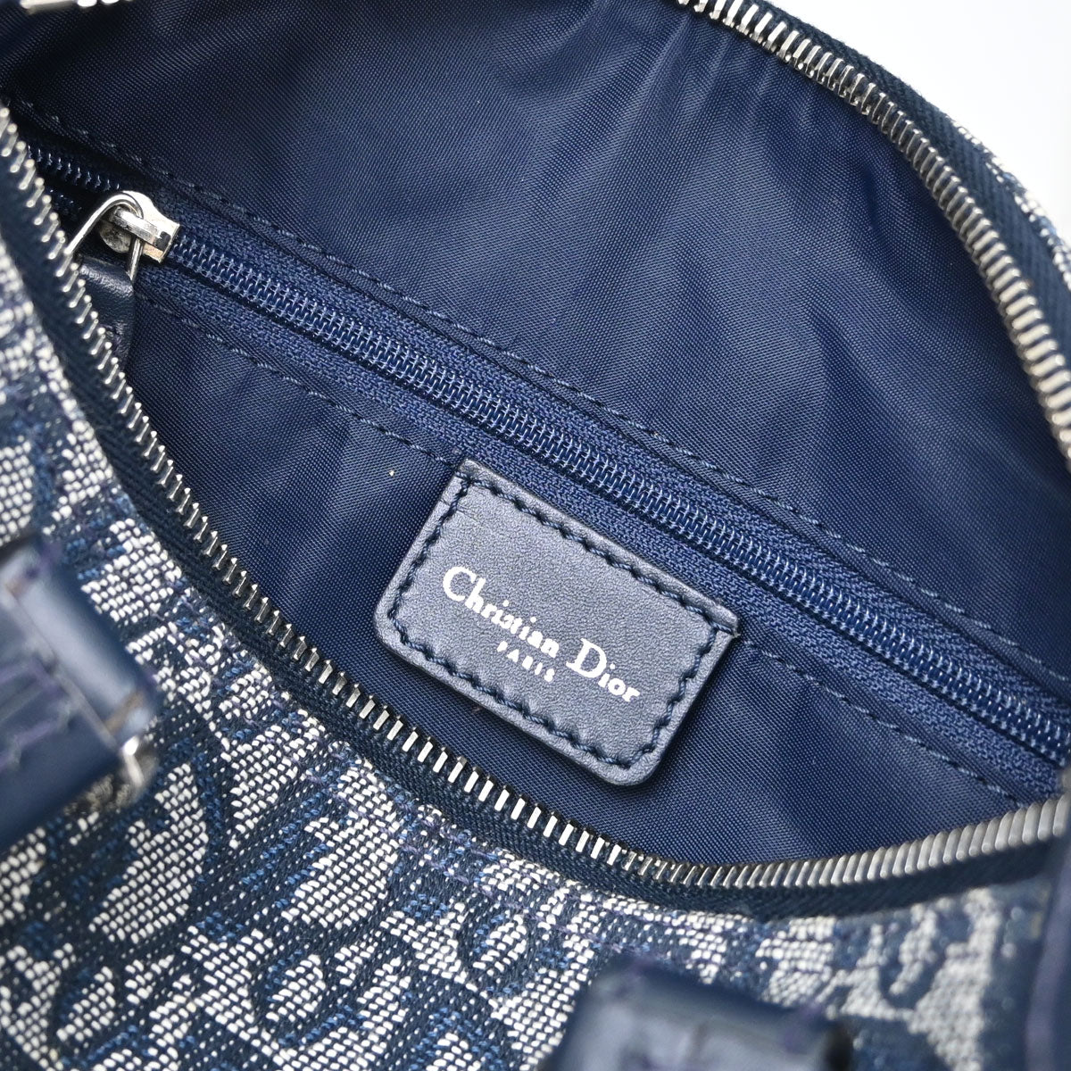 Christian Dior Navy Canvas Trotter Handbag