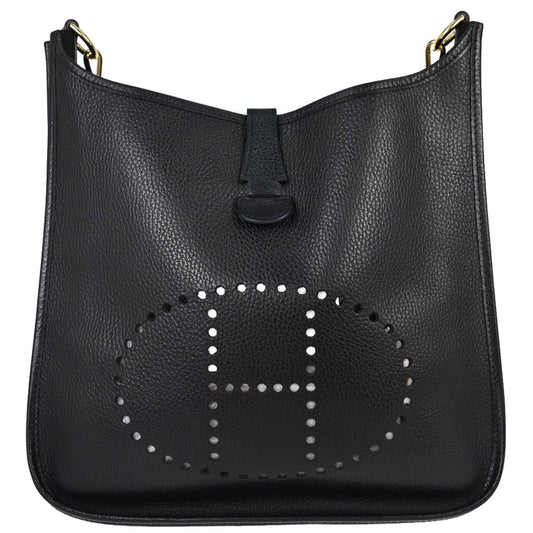Hermes Black Ardennes Evelyne 1 GM Shoulder Bag