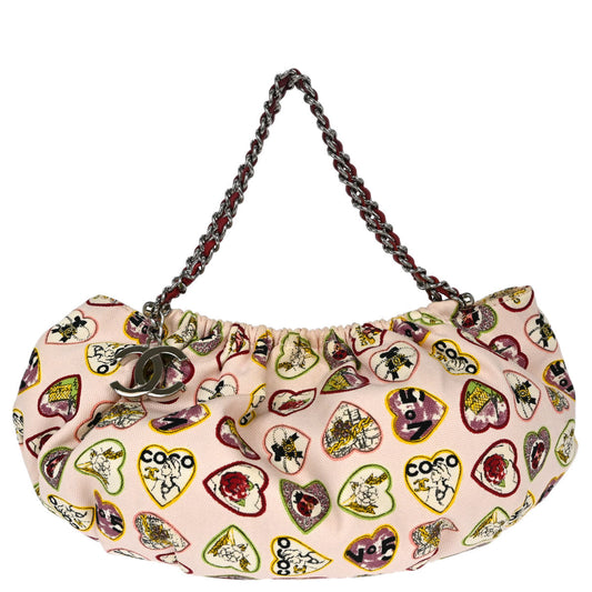 Chanel Pink Canvas Valentine Chain Handbag