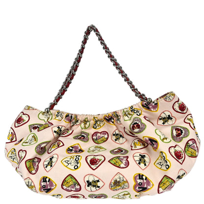 Chanel Pink Canvas Valentine Chain Handbag