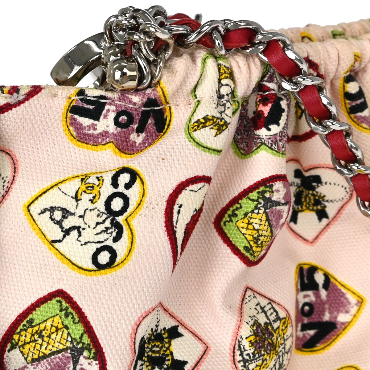 Chanel Pink Canvas Valentine Chain Handbag
