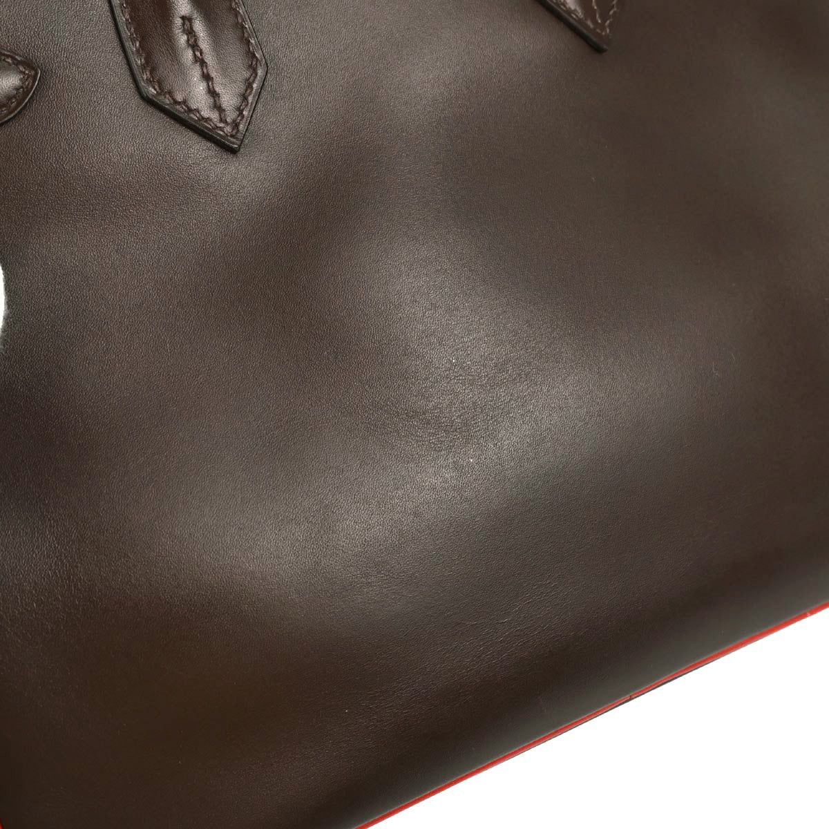 Hermes Chocolat Rouge Vif Box Calf Verso Birkin 30 Handbag