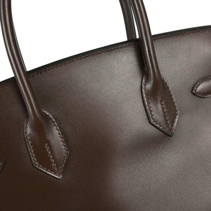 Hermes Chocolat Rouge Vif Box Calf Verso Birkin 30 Handbag