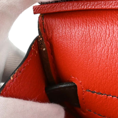 Hermes Chocolat Rouge Vif Box Calf Verso Birkin 30 Handbag