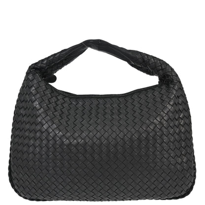 Bottega Veneta Black Lambskin Intrecciato Hobo Handbag