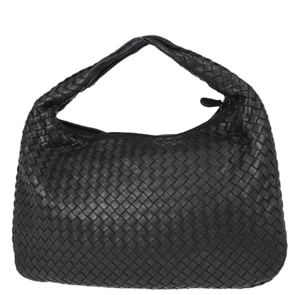Bottega Veneta Black Lambskin Intrecciato Hobo Handbag