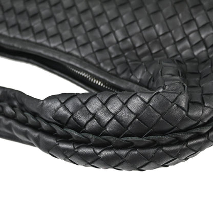 Bottega Veneta Black Lambskin Intrecciato Hobo Handbag