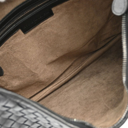 Bottega Veneta Black Lambskin Intrecciato Hobo Handbag