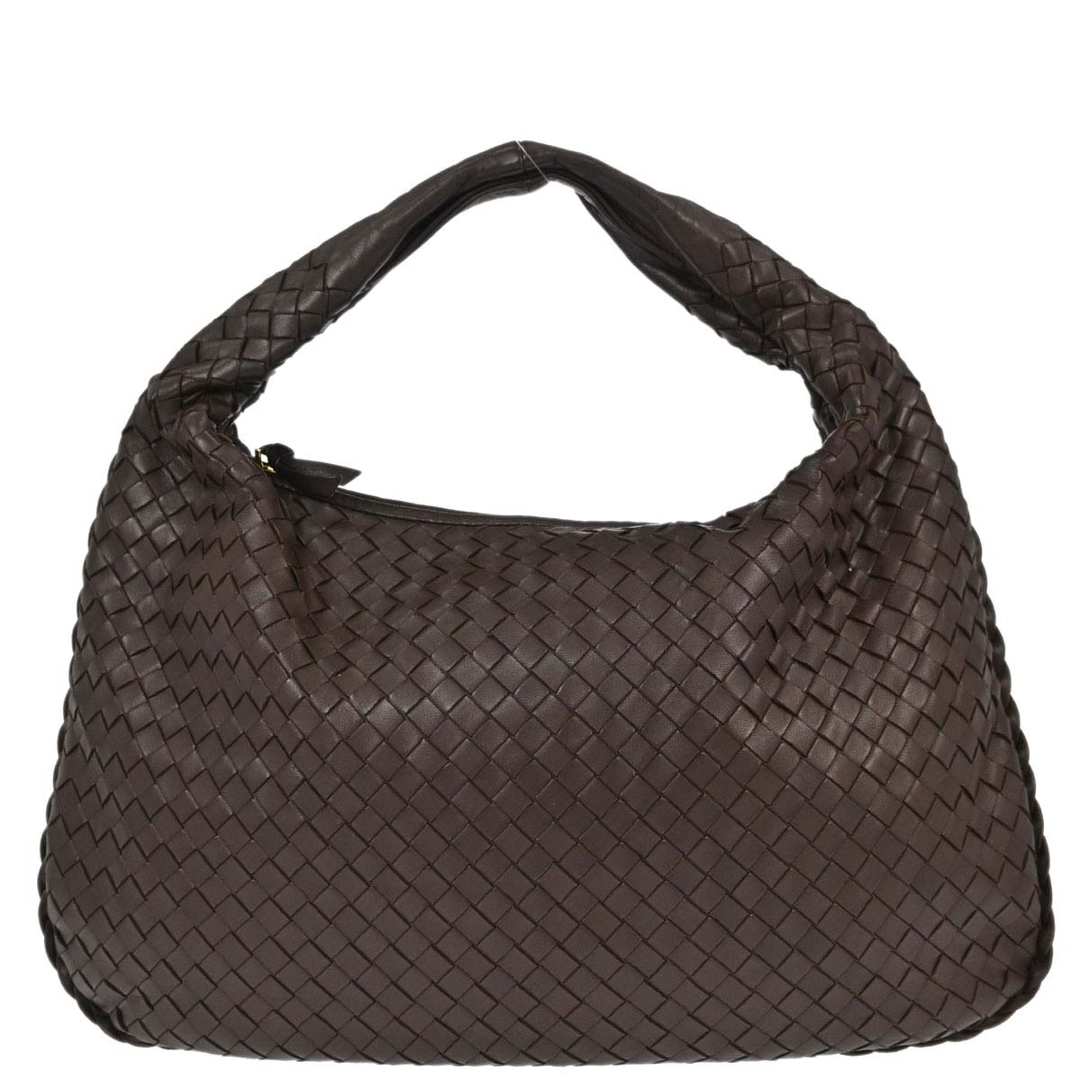 Bottega Veneta Brown Lambskin Intrecciato Hobo Handbag