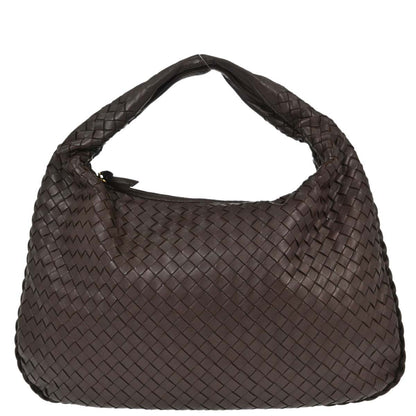 Bottega Veneta Brown Lambskin Intrecciato Hobo Handbag