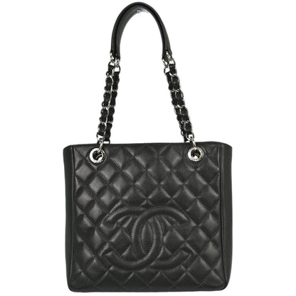 Chanel Gray Caviar Skin Petite Shopping Tote PST Chain Handbag