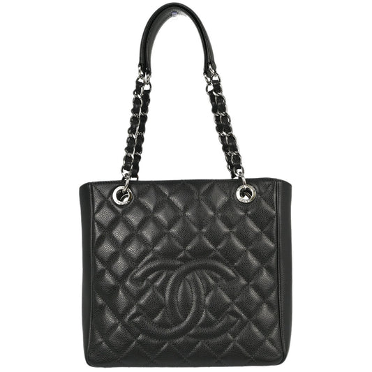 Chanel Gray Caviar Skin Petite Shopping Tote PST Chain Handbag