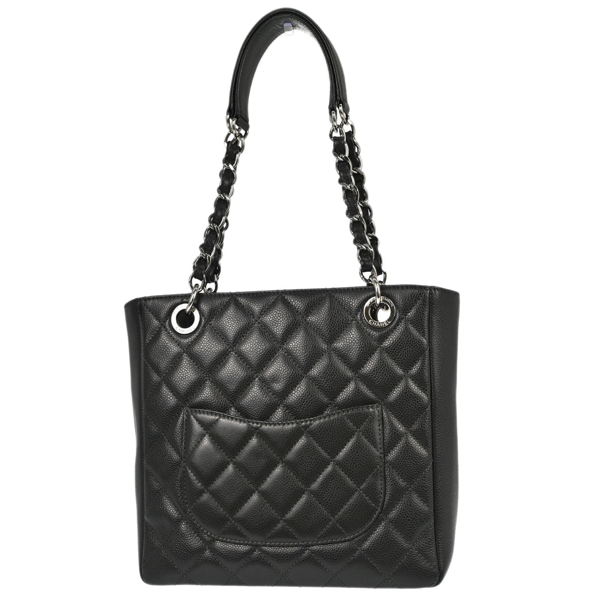 Chanel Gray Caviar Skin Petite Shopping Tote PST Chain Handbag