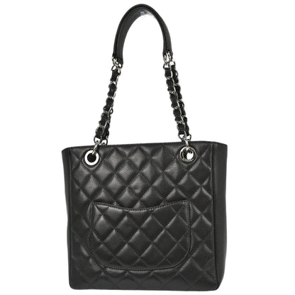 Chanel Gray Caviar Skin Petite Shopping Tote PST Chain Handbag
