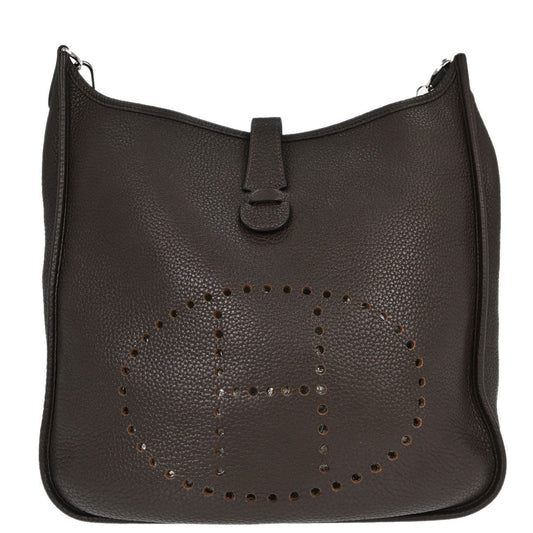 Hermes Ebene Taurillon Clemence Evelyne 3 29 PM Shoulder Bag