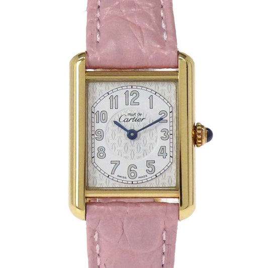 Cartier * Must Tank Ref.2415 22mm Quartz Watch SV925 Crocodile