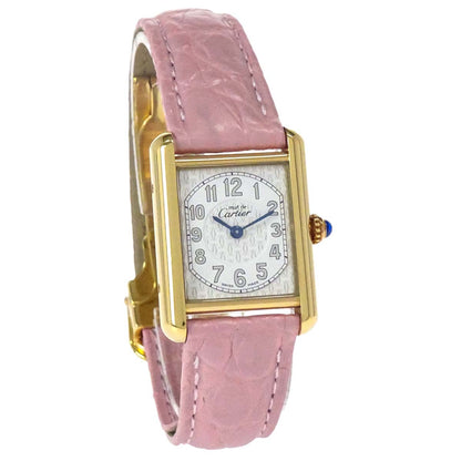 Cartier * Must Tank Ref.2415 22mm Quartz Watch SV925 Crocodile
