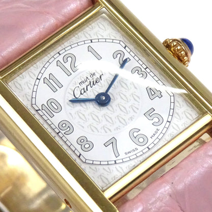 Cartier * Must Tank Ref.2415 22mm Quartz Watch SV925 Crocodile