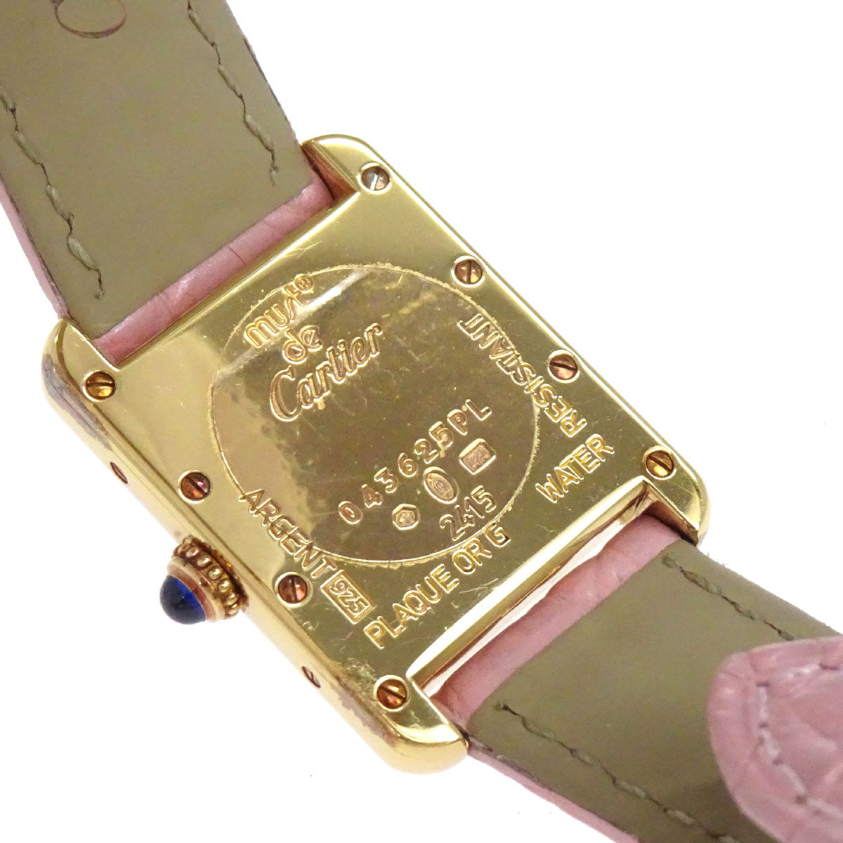 Cartier * Must Tank Ref.2415 22mm Quartz Watch SV925 Crocodile