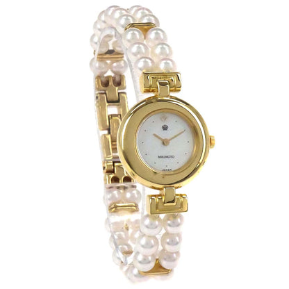 Mikimoto 4N20-0941 Pearl Quartz Watch 18KYG