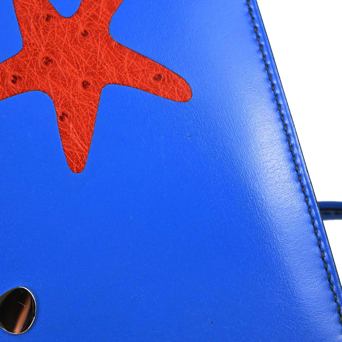 Hermes * Blue Box Calf Lizard Ostrich Sac a Malice Shoulder bag