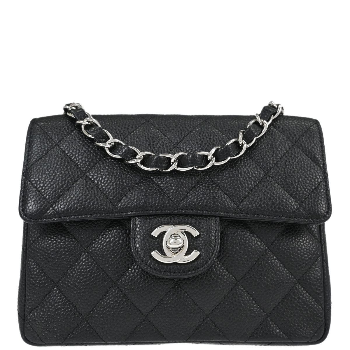 Chanel Black Caviar Skin Mini Classic Square Flap Shoulder Bag 17