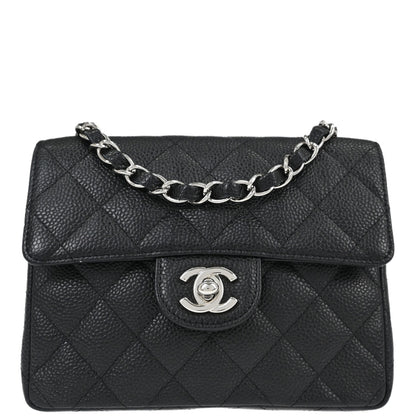 Chanel Black Caviar Skin Mini Classic Square Flap Shoulder Bag 17
