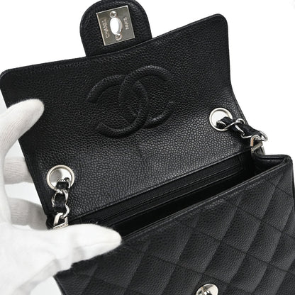 Chanel Black Caviar Skin Mini Classic Square Flap Shoulder Bag 17