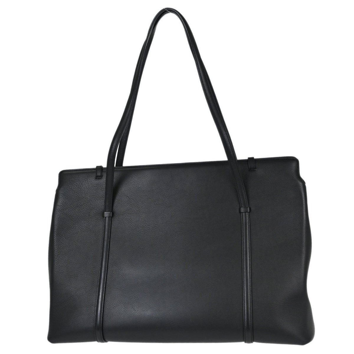 Cartier Black Leather Cabochon Tote Handbag