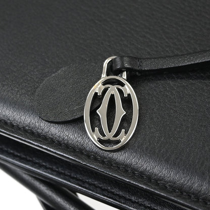 Cartier Black Leather Cabochon Tote Handbag