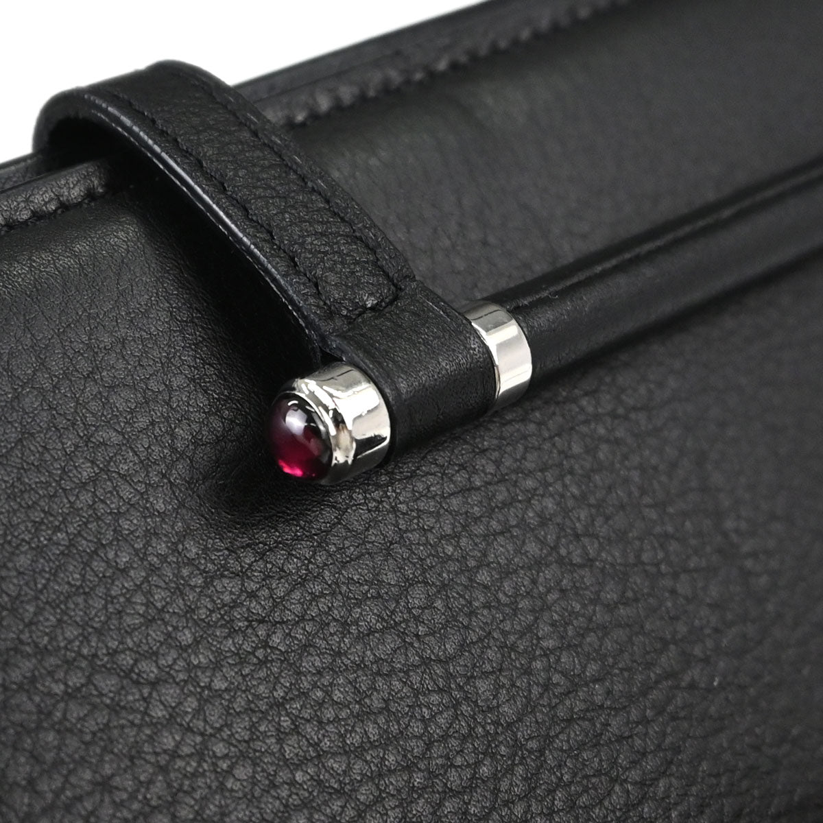 Cartier Black Leather Cabochon Tote Handbag