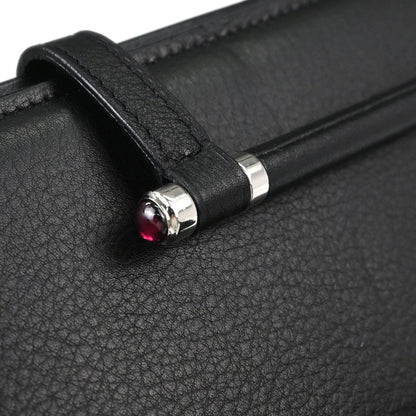 Cartier Black Leather Cabochon Tote Handbag