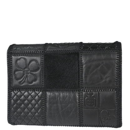 Chanel * Black Lambskin Pony Hair Ostrich Wallet
