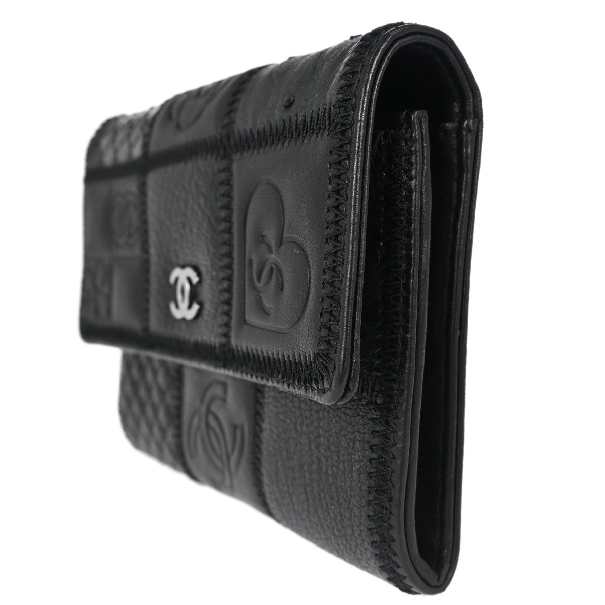 Chanel * Black Lambskin Pony Hair Ostrich Wallet