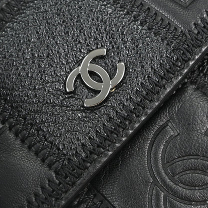 Chanel * Black Lambskin Pony Hair Ostrich Wallet