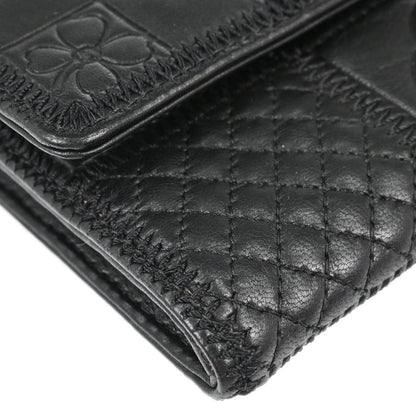 Chanel * Black Lambskin Pony Hair Ostrich Wallet