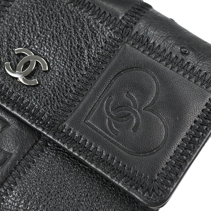 Chanel * Black Lambskin Pony Hair Ostrich Wallet