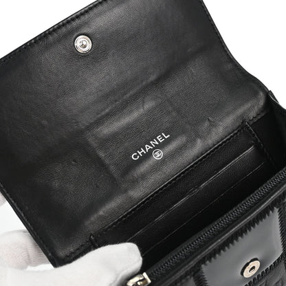 Chanel * Black Lambskin Pony Hair Ostrich Wallet